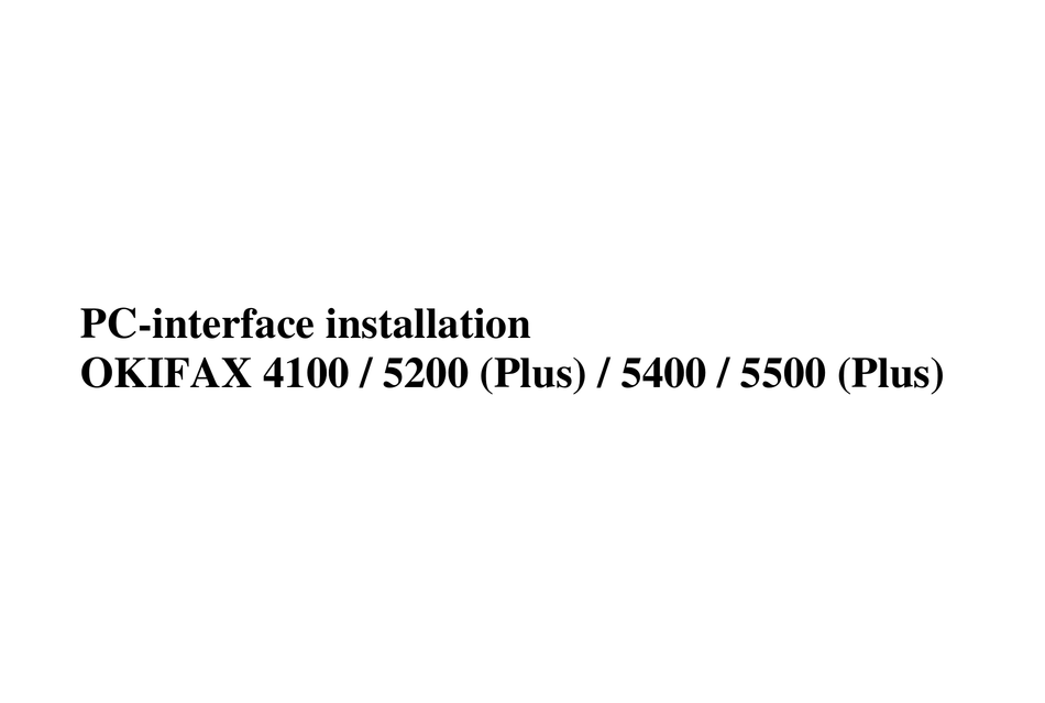 OKI OKIFAX INSTALLATION MANUAL Pdf Download ManualsLib