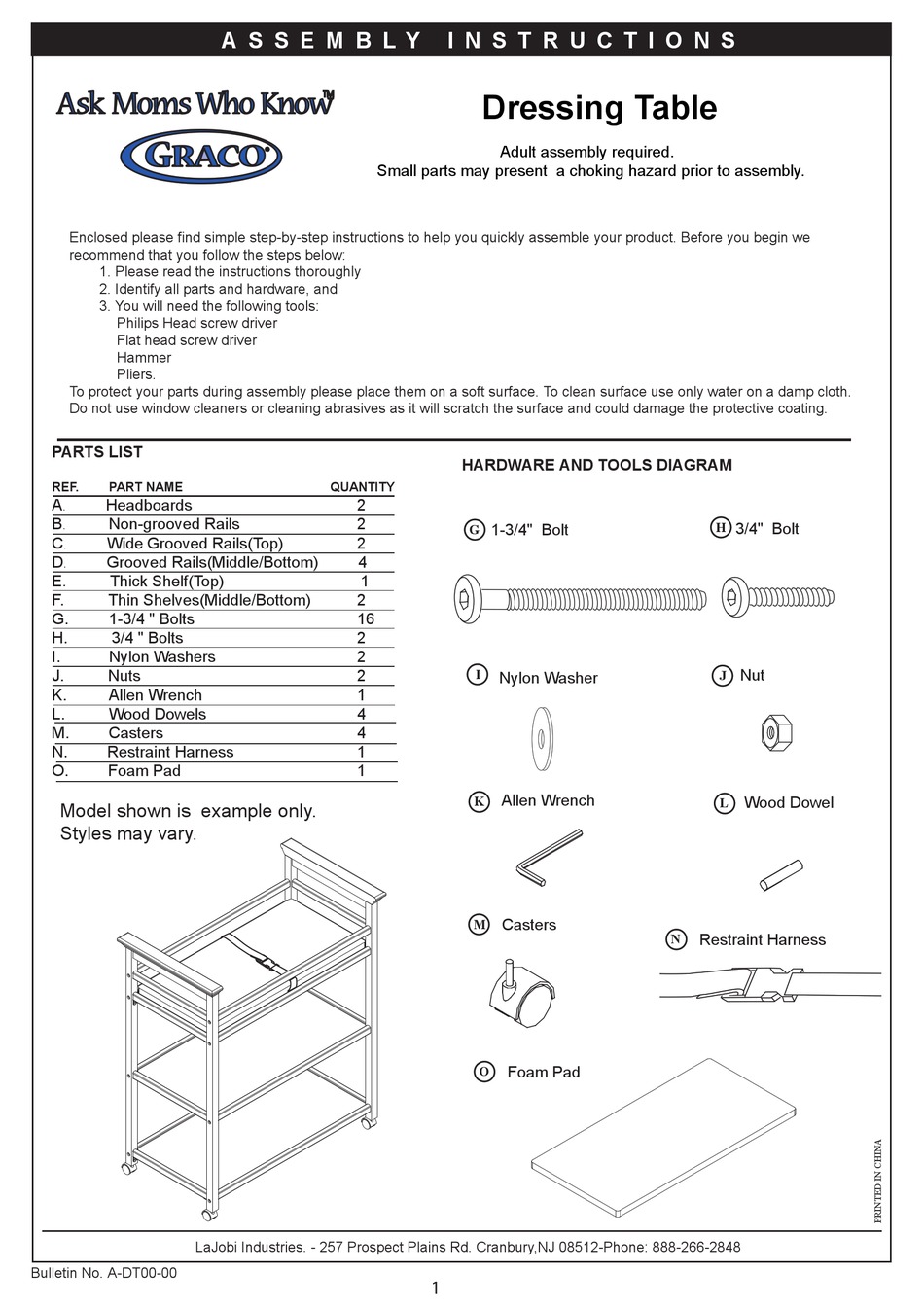 graco sarah changing table