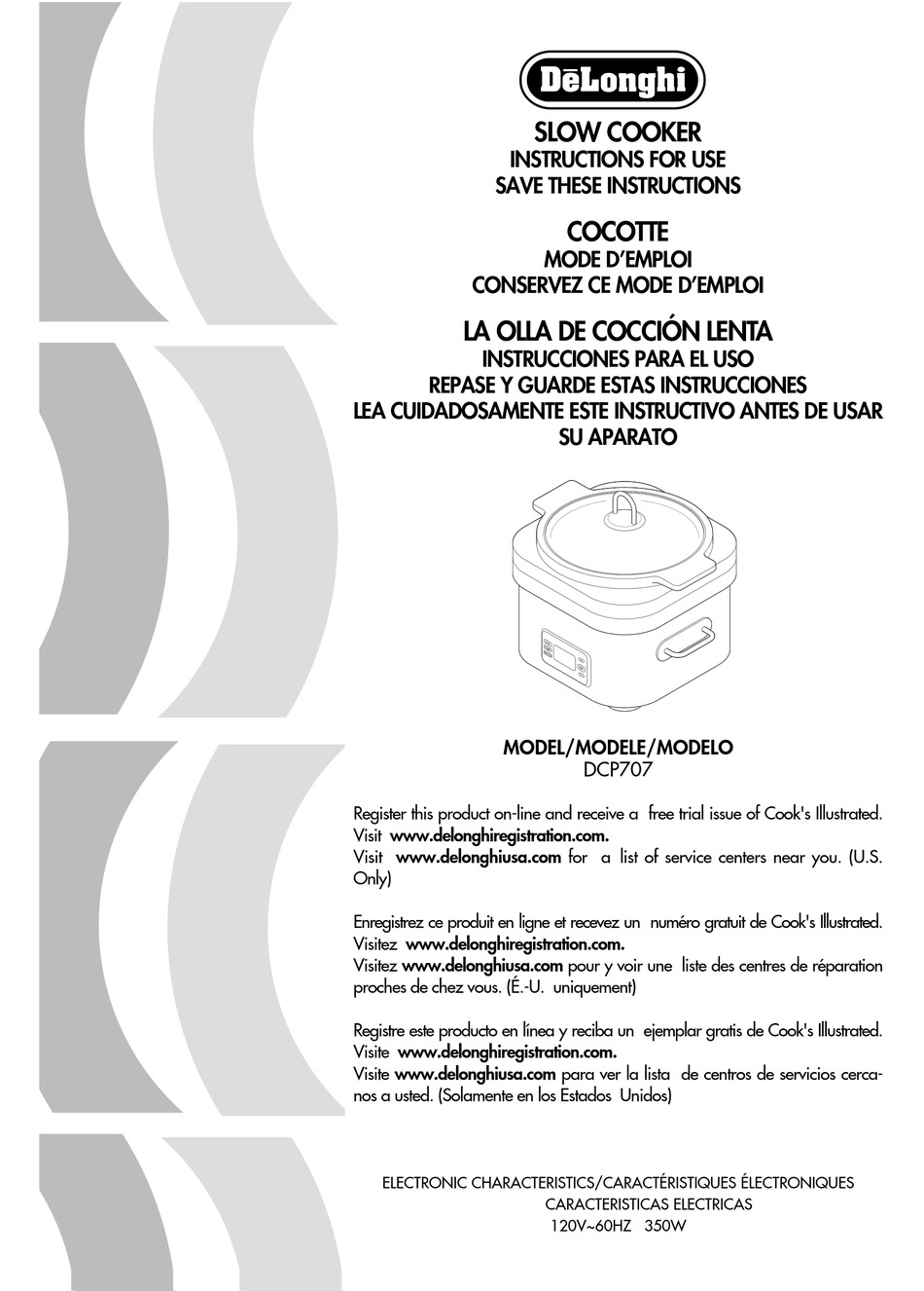 User manual DeLonghi DCP707 (English - 23 pages)