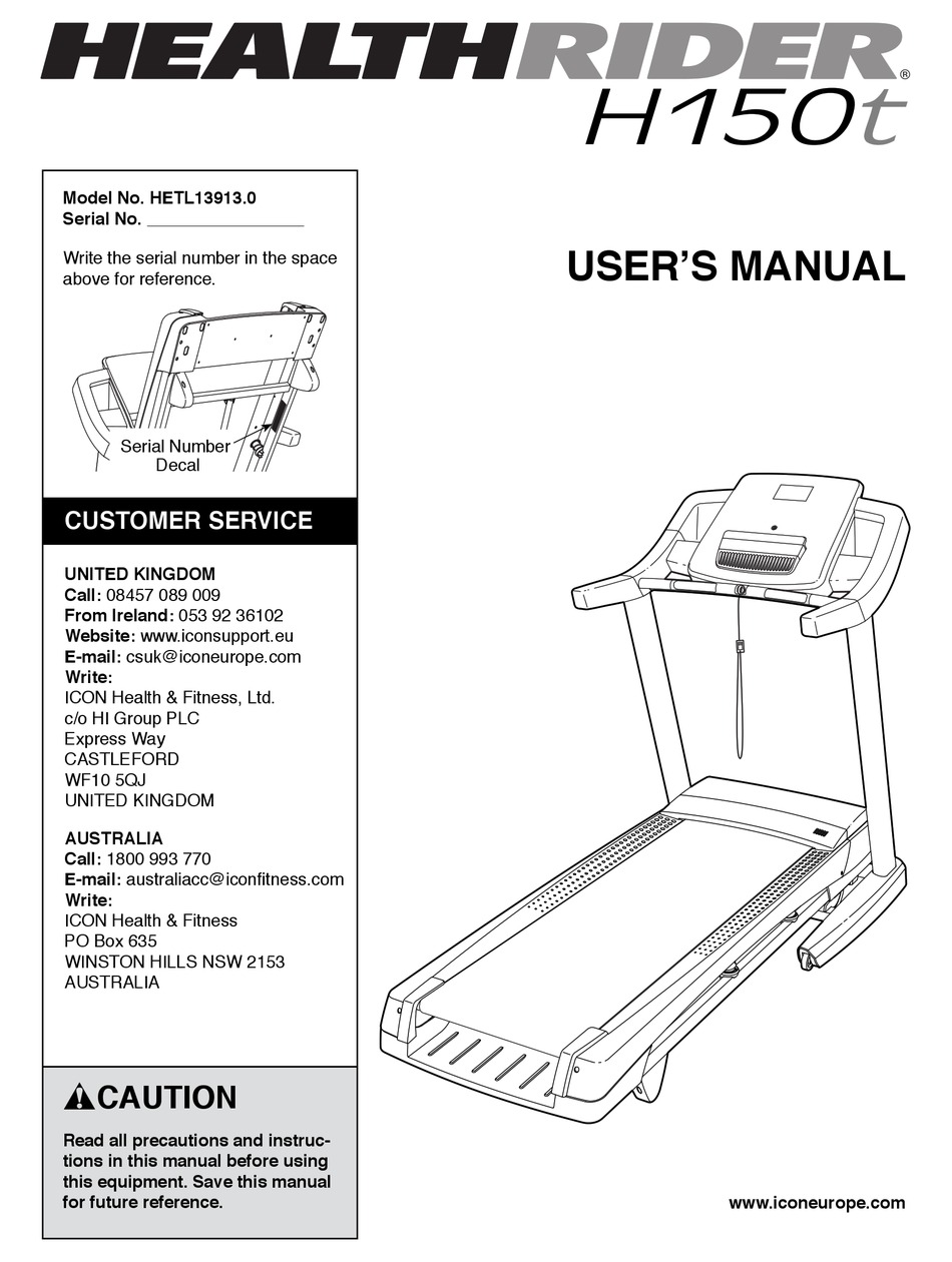 healthrider treadmill troubleshooting