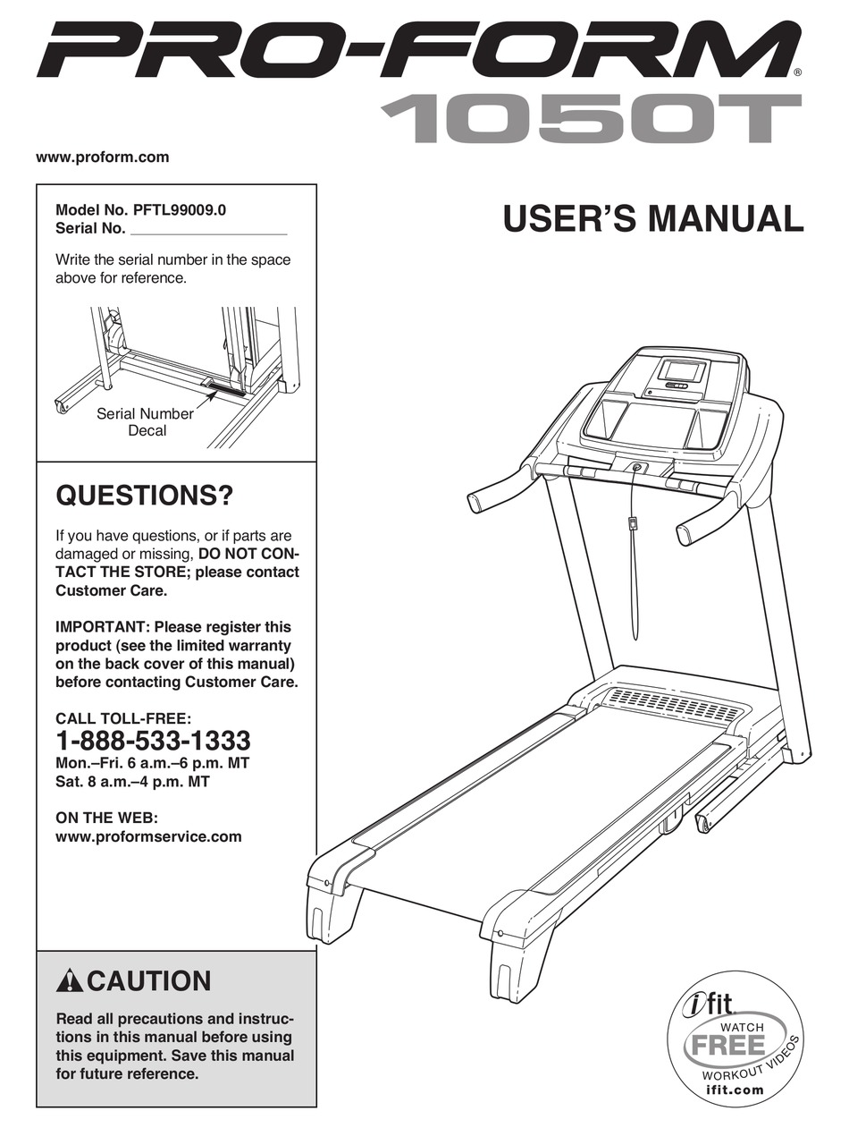 Proform 1050t online treadmill