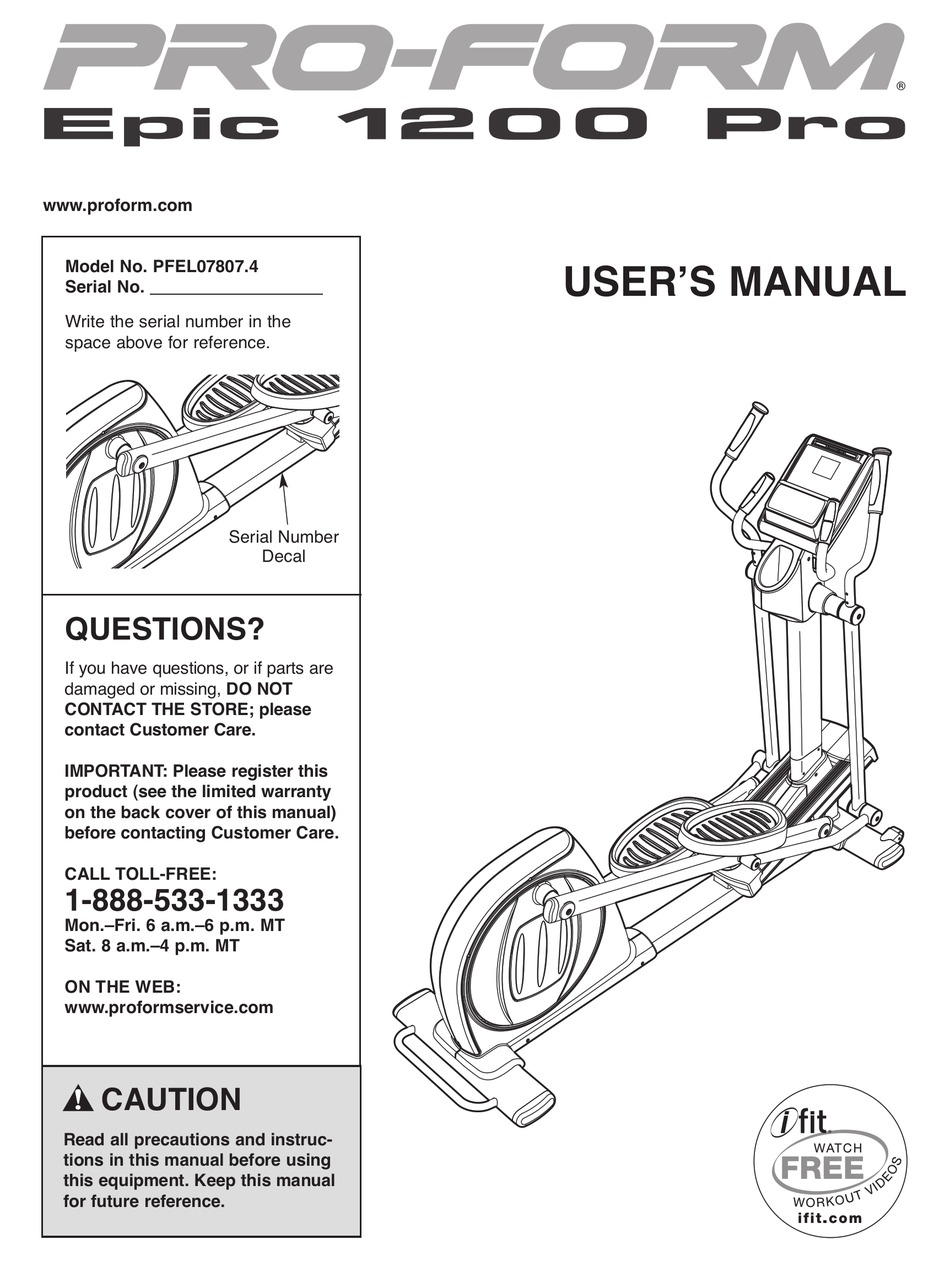 Proform 390 discount e elliptical manual