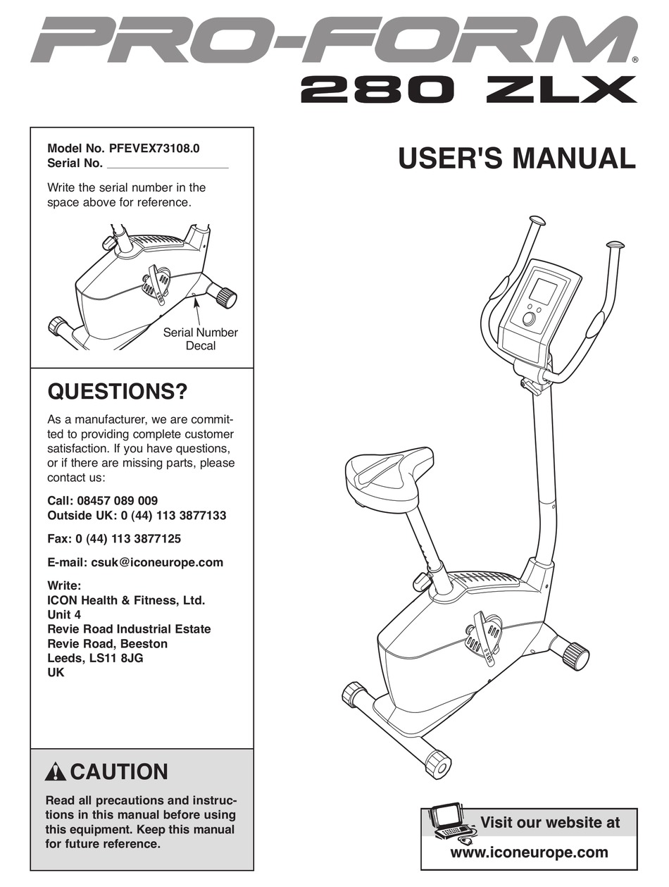 proform exercise bike manual