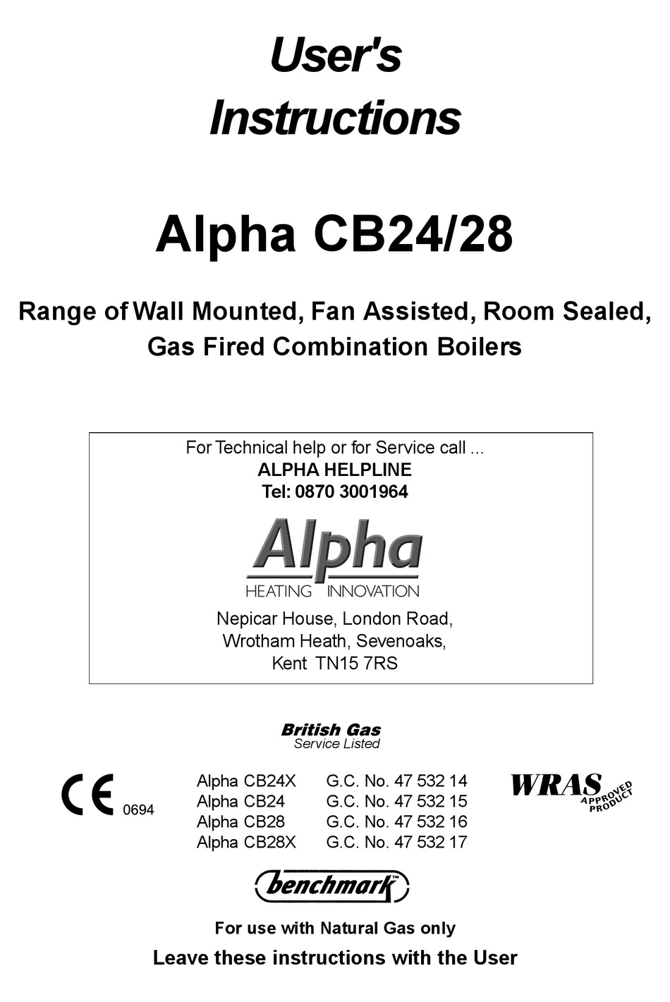 ALPHA CB24 USER INSTRUCTIONS Pdf Download | ManualsLib