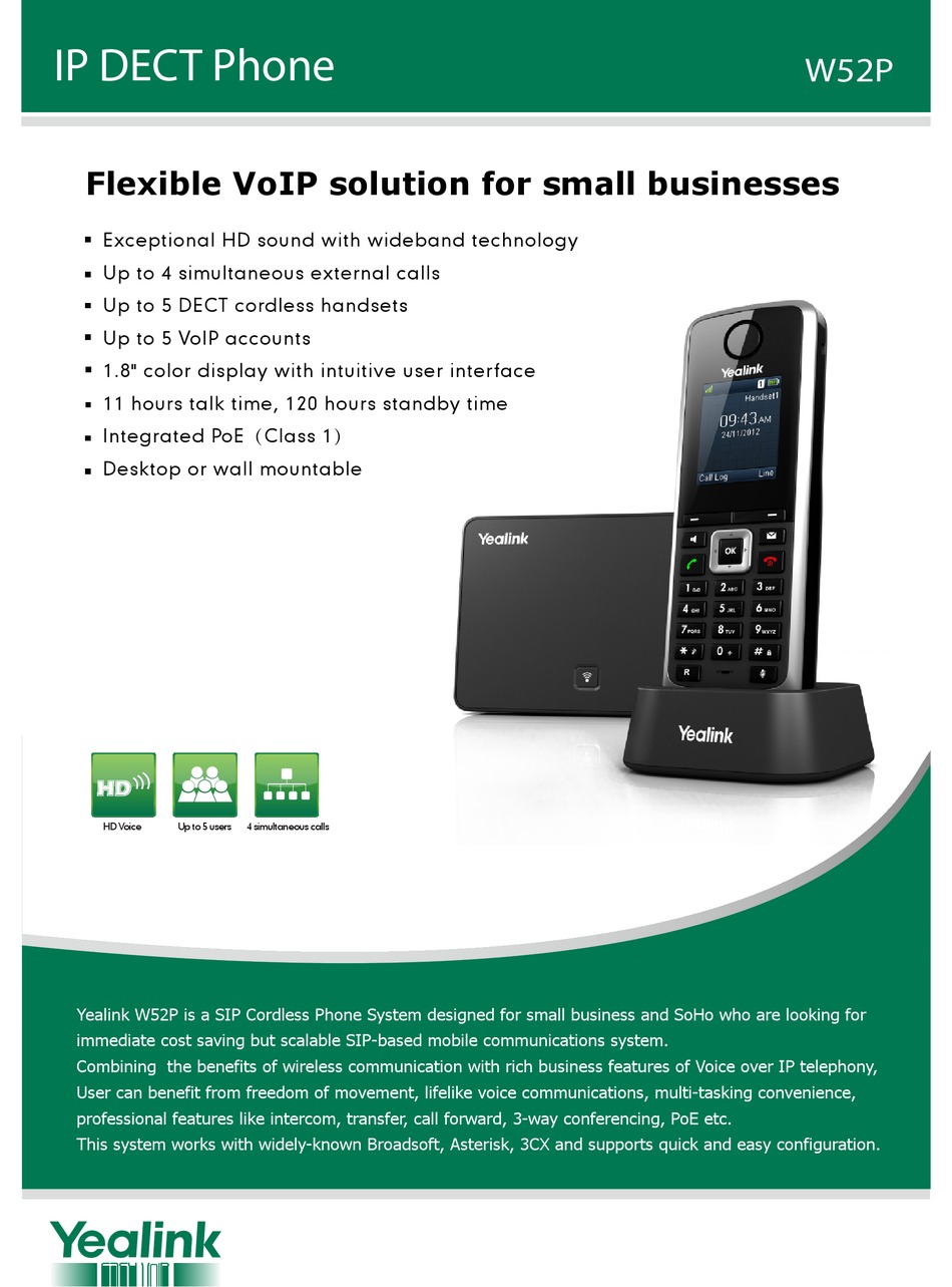 YEALINK W52P SPECIFICATION Pdf Download | ManualsLib