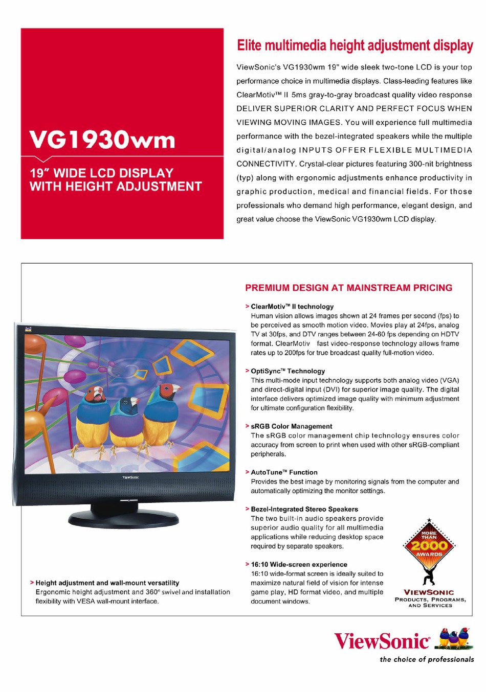 Монитор viewsonic vg1930wm не включается