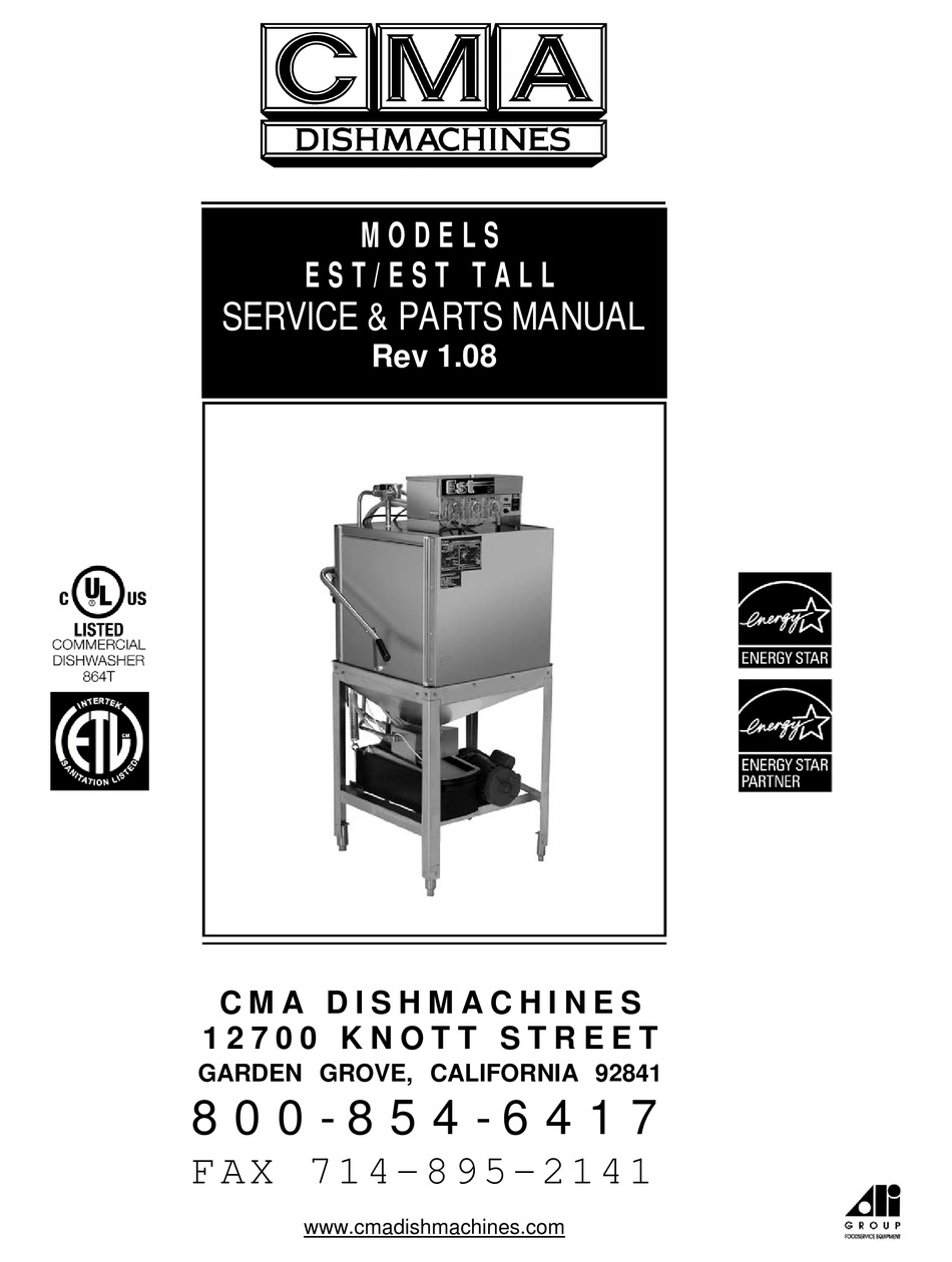 CMA DISHMACHINES EST OWNER'S MANUAL Pdf Download ManualsLib