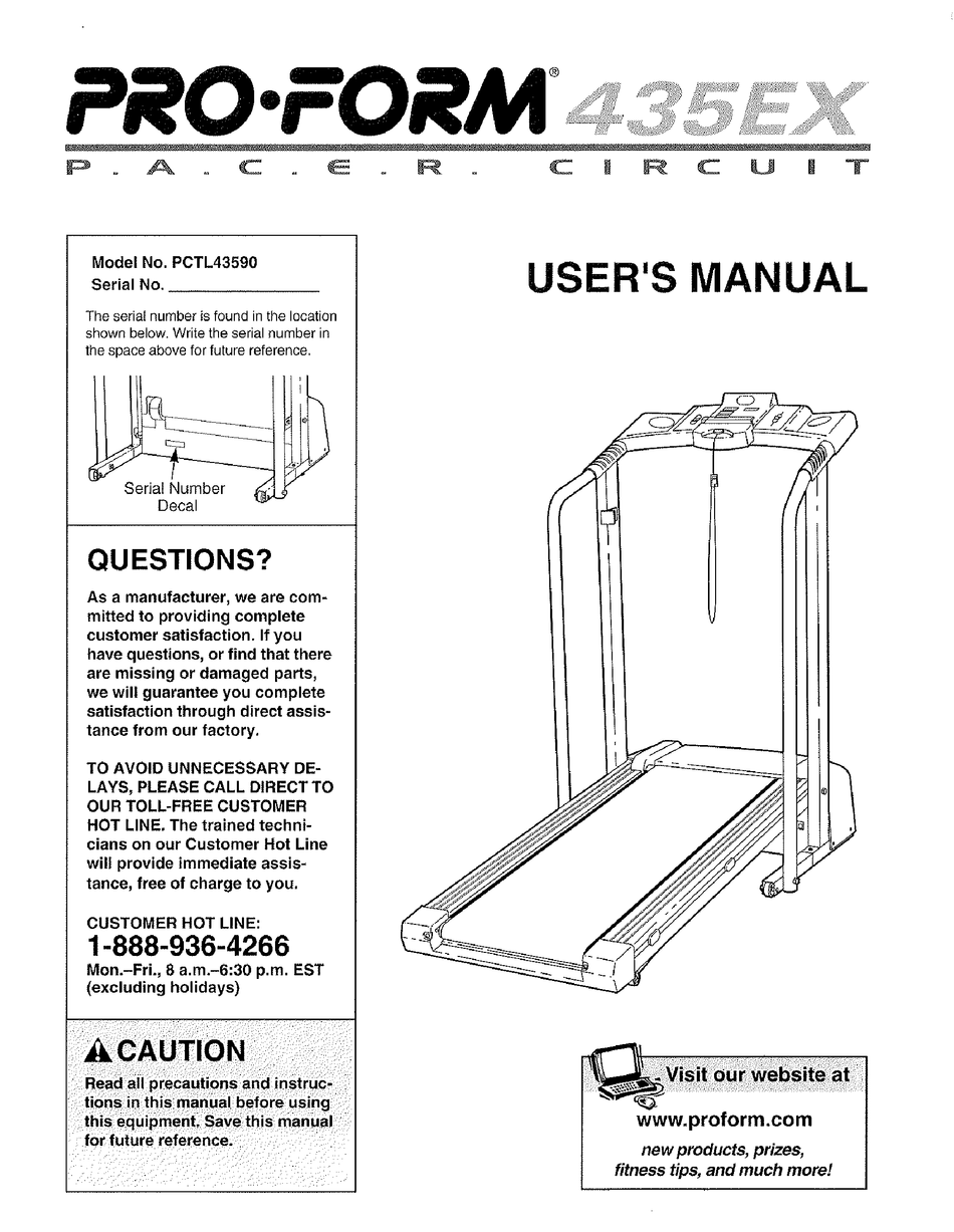 PROFORM 435EX TREADMILL MANUAL Pdf Download ManualsLib