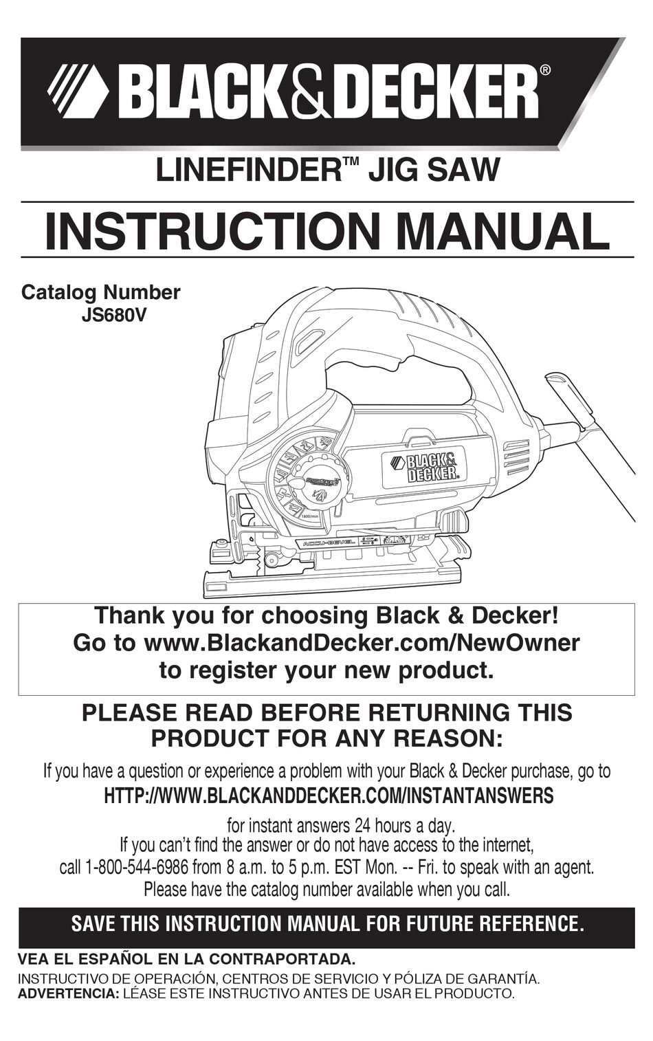 BLACK+DECKER Smart Select Linefinder Orbital Jigsaw, JS670V