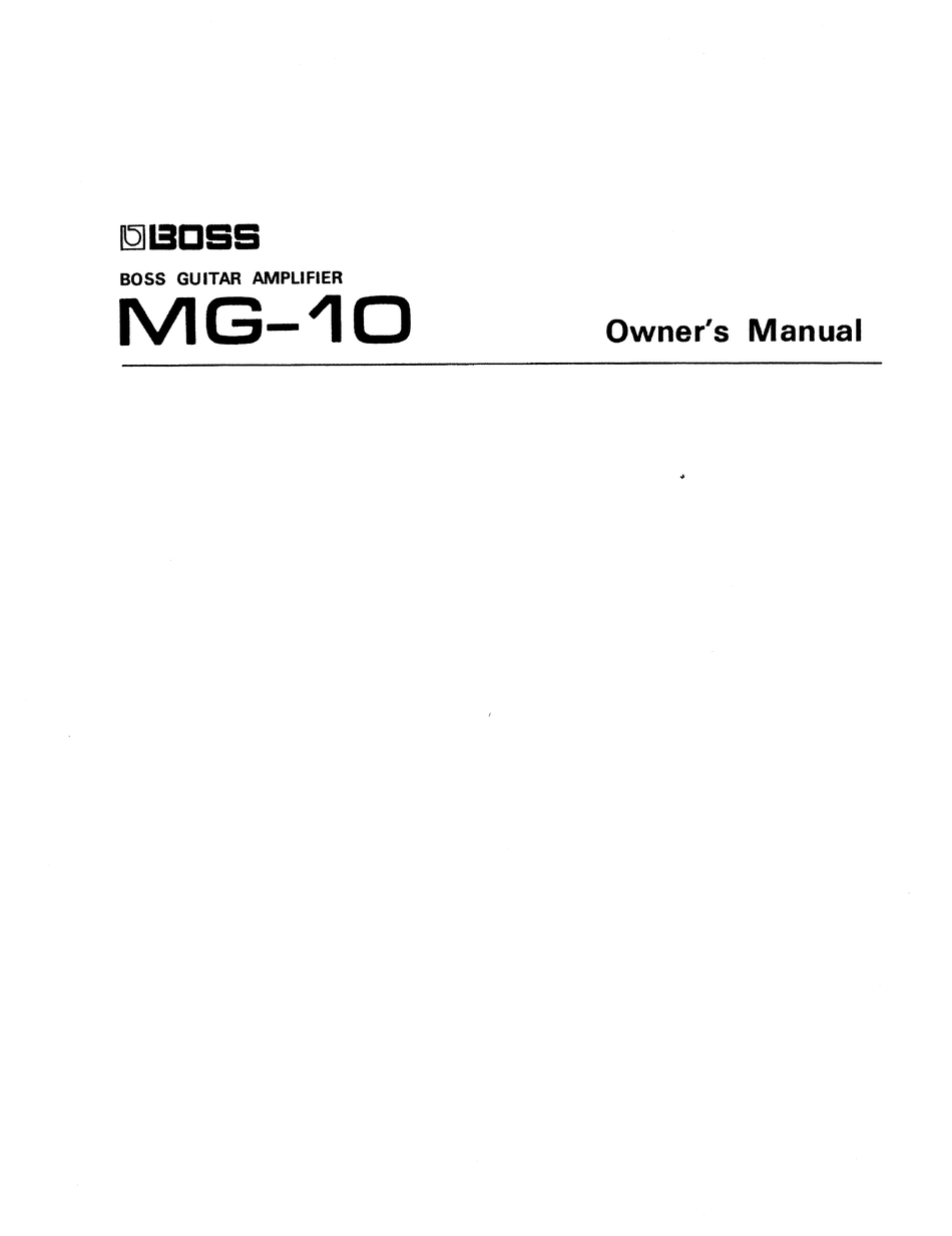 ROLAND MG-10 OWNER'S MANUAL Pdf Download | ManualsLib