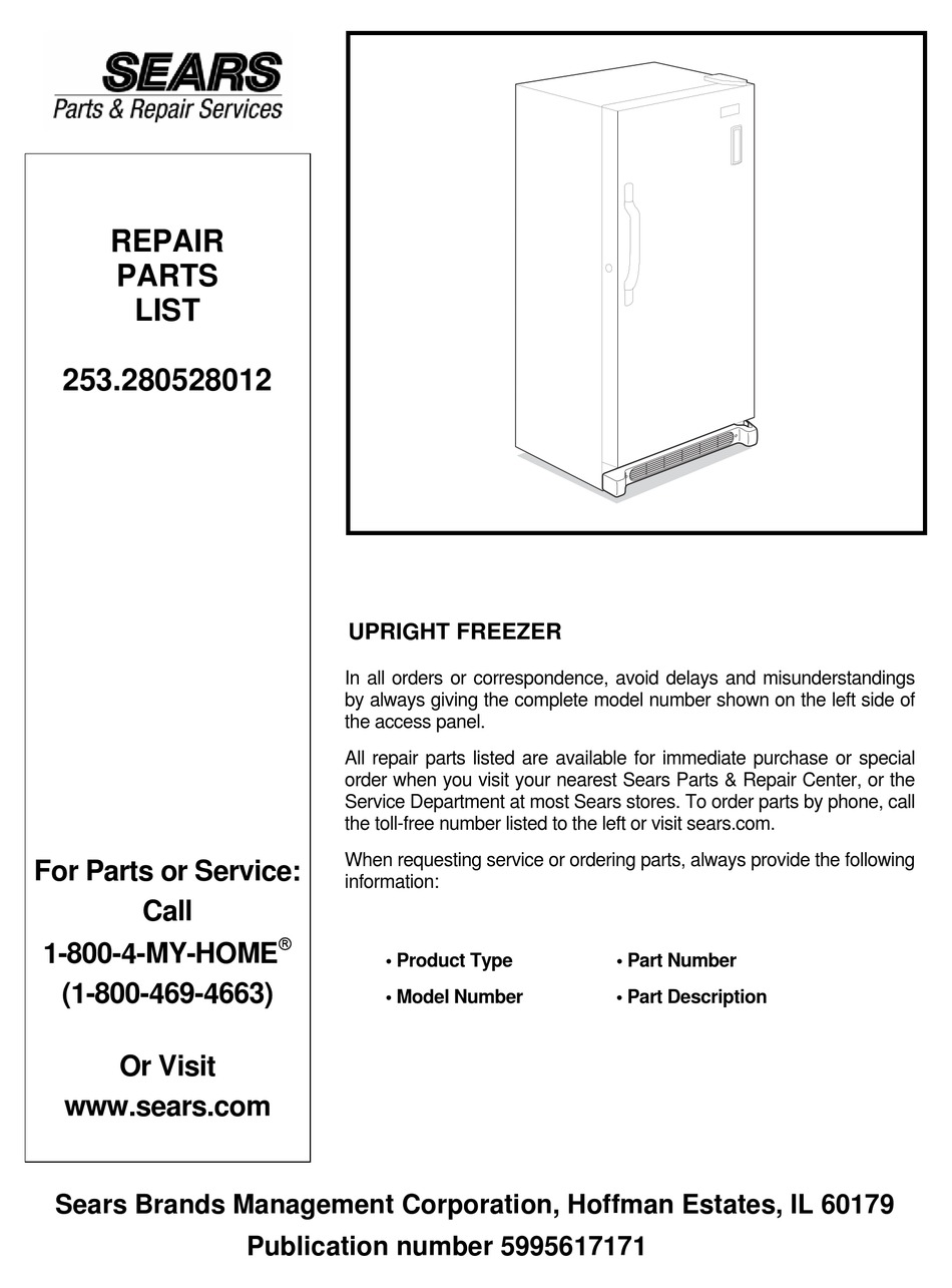 sears kenmore upright freezer model 253