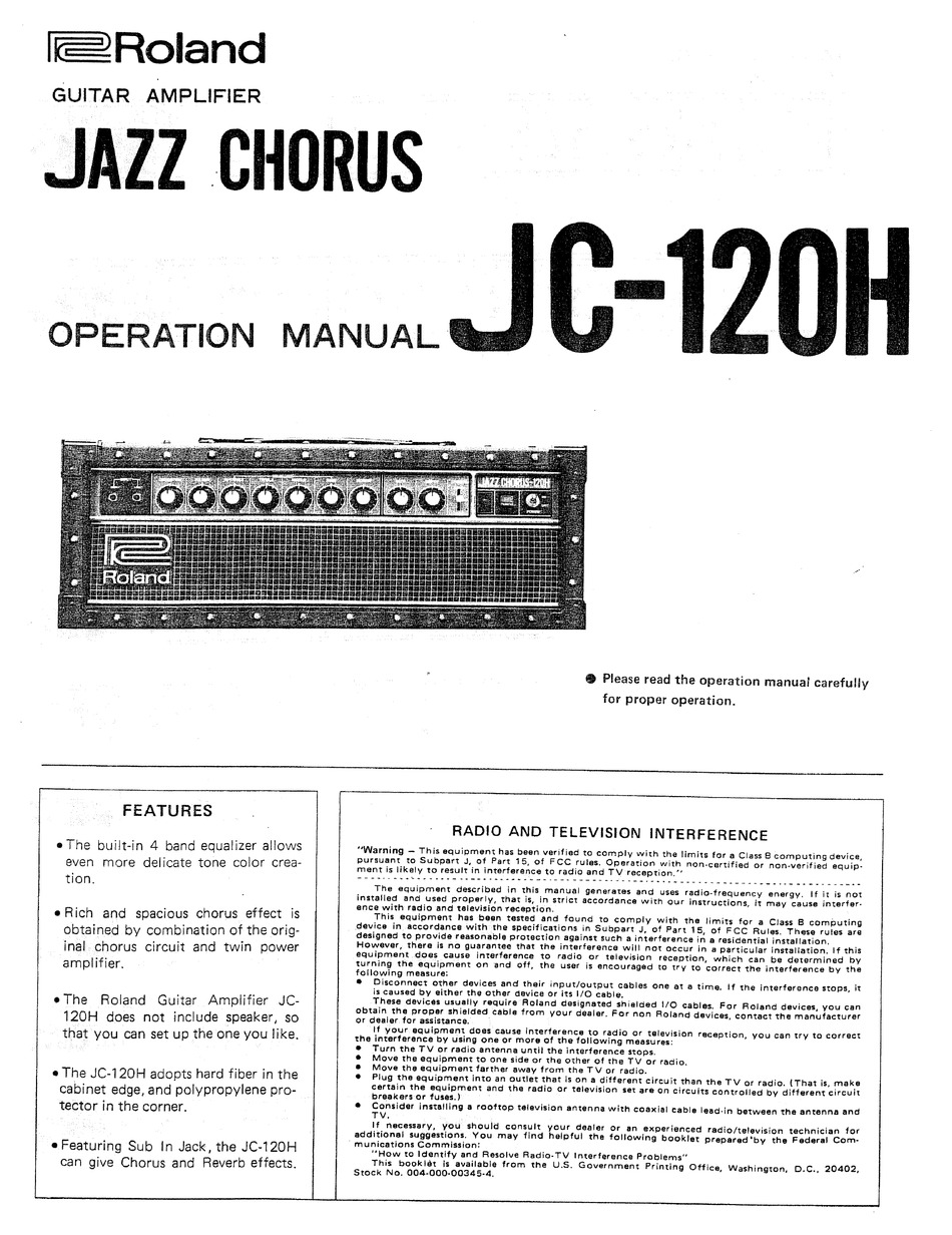 Roland Jazz Chorus Jc 1h Operation Manual Pdf Download Manualslib