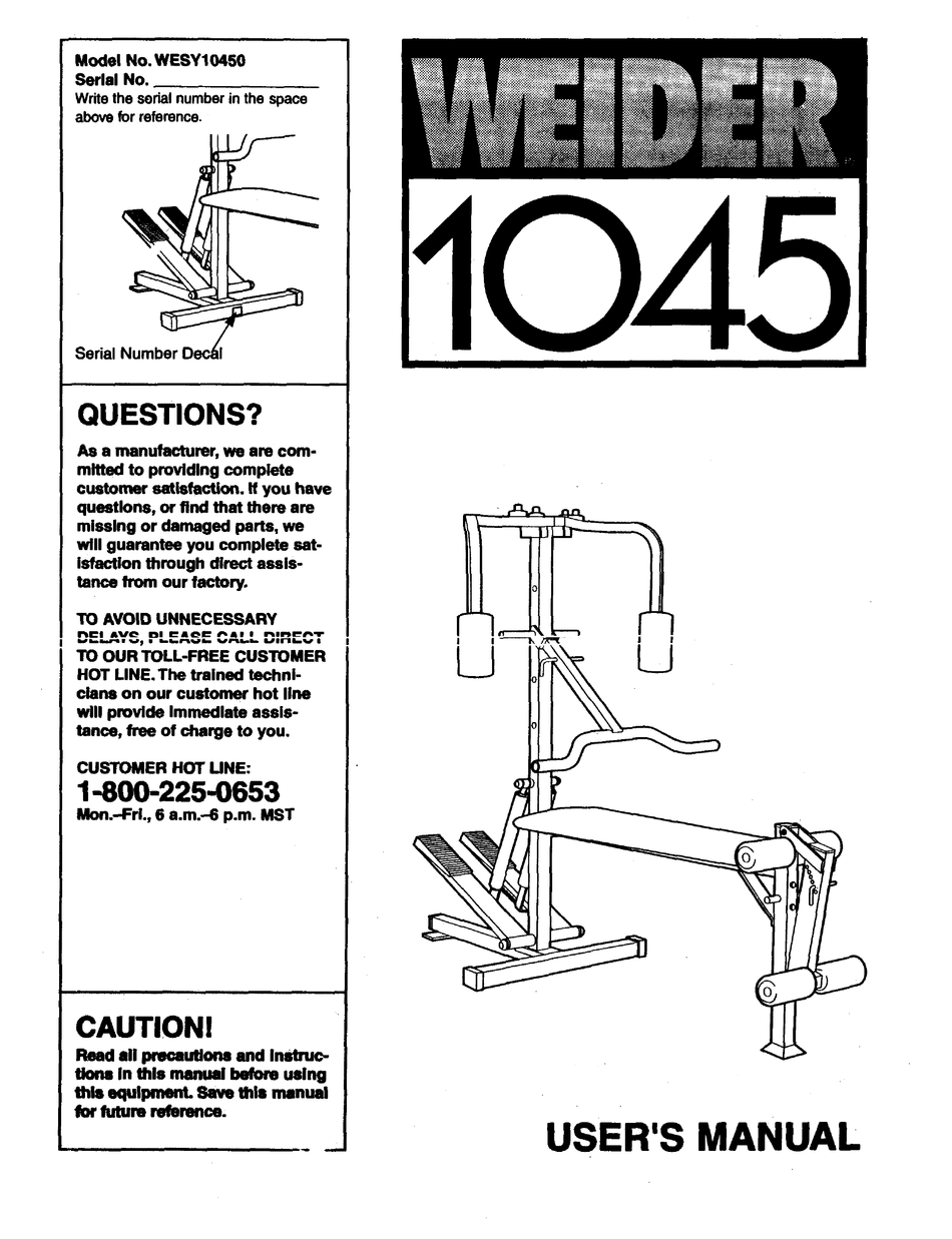 WEIDER 1045 MANUAL Pdf Download | ManualsLib