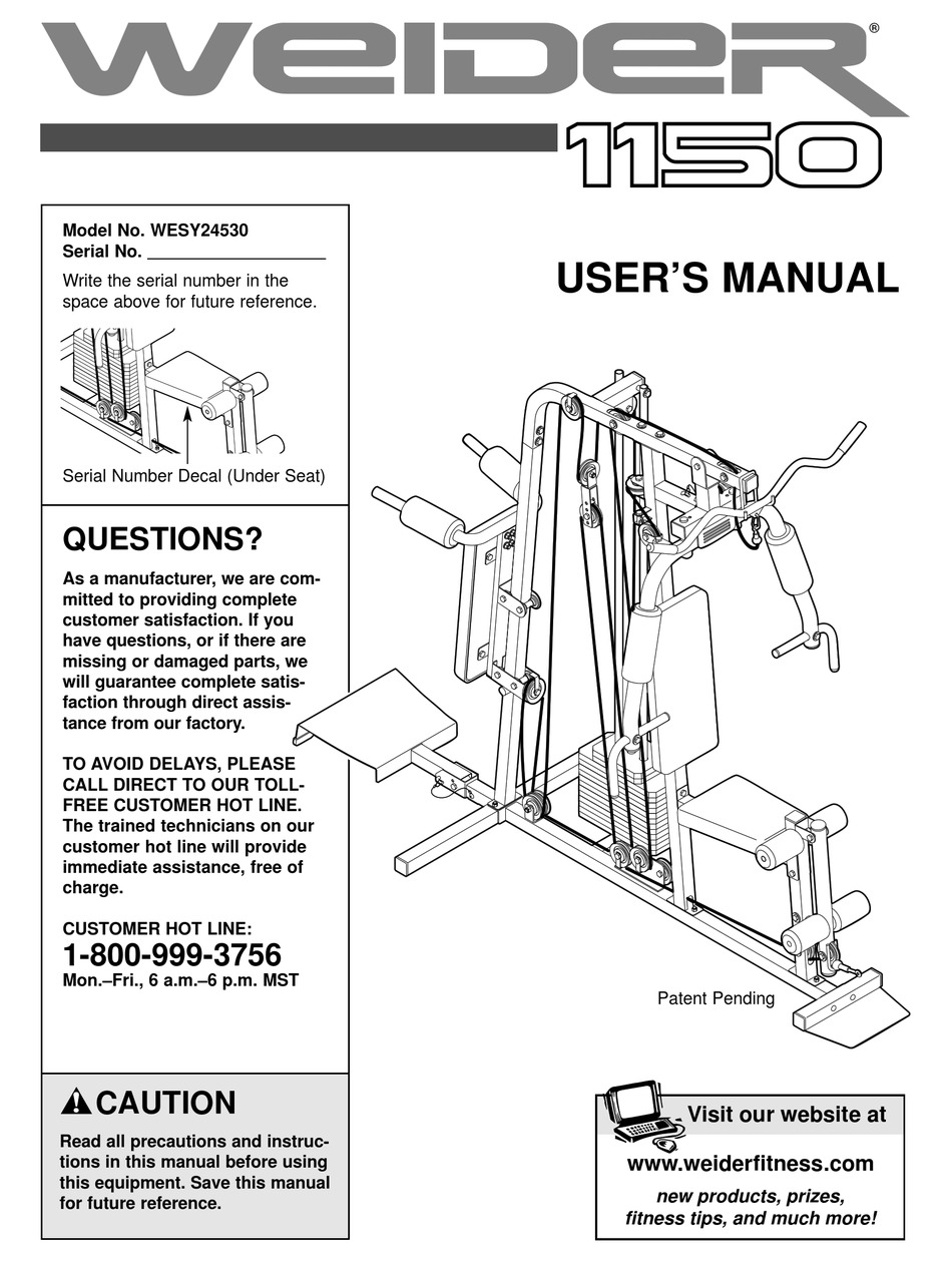 min garage industrie WEIDER 1150 USER MANUAL Pdf Download | ManualsLib