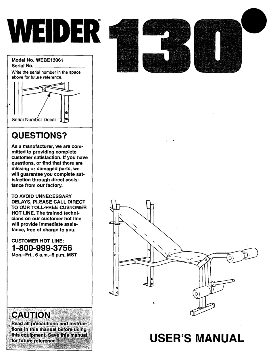 Weider pro 130 discount bench