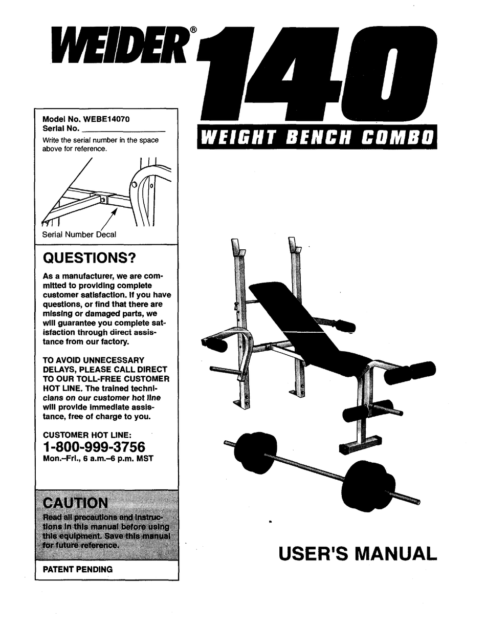 Weider 140w Weight Manual Pdf Download Manualslib