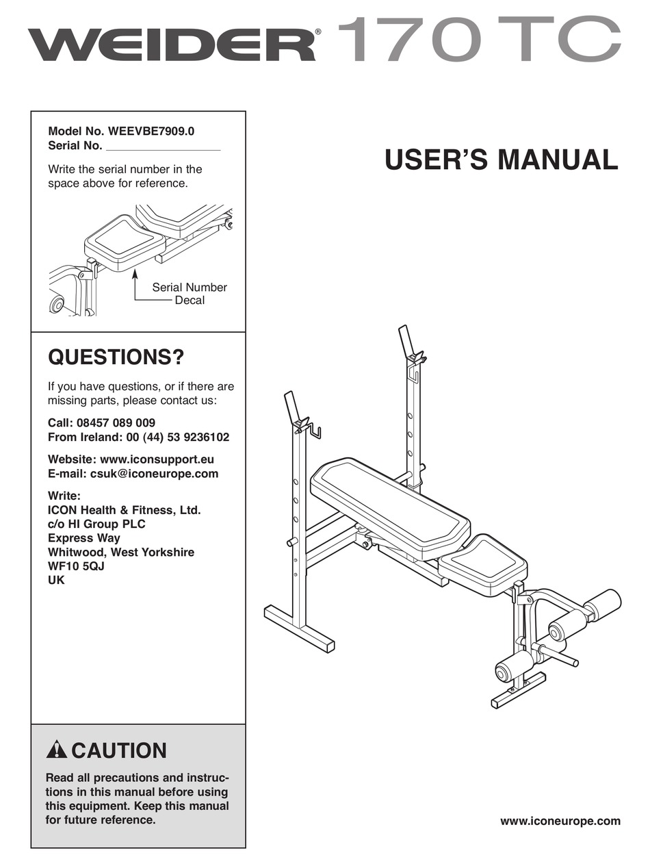 Weider 170 weight discount bench