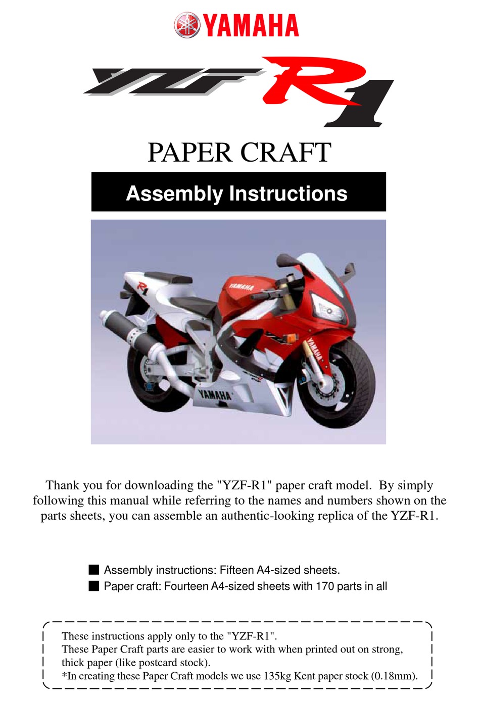 Yamaha Yzf R1 Assembly Instructions Manual Pdf Download Manualslib