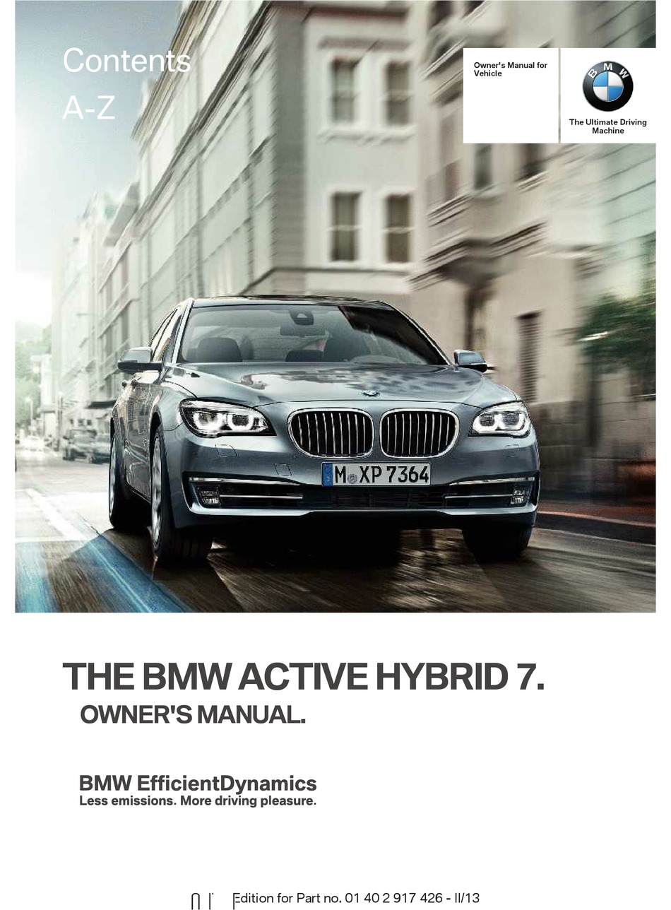 BMW ACTIVEHYBRID 7 OWNER'S MANUAL Pdf Download | ManualsLib