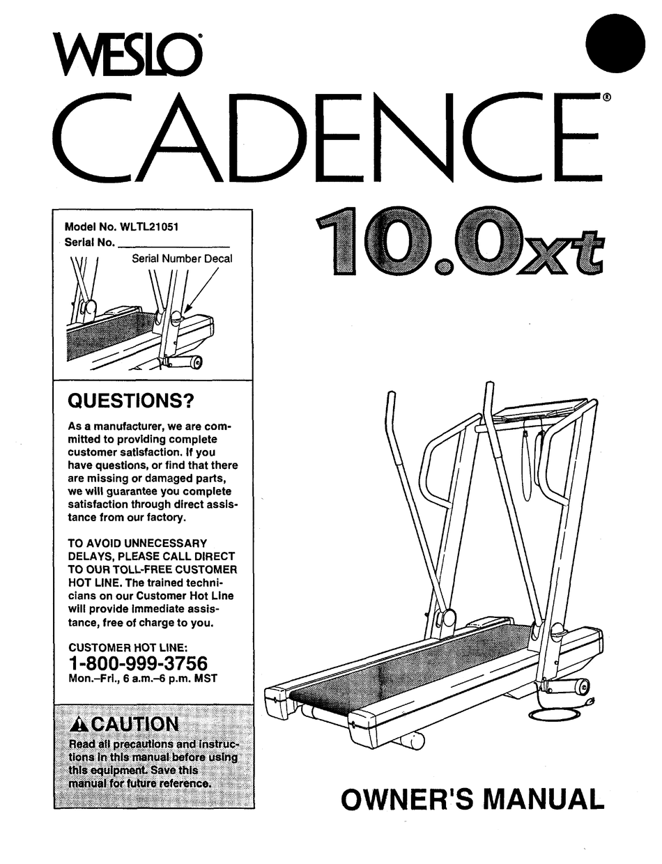 Weslo cadence 2025 xt treadmill