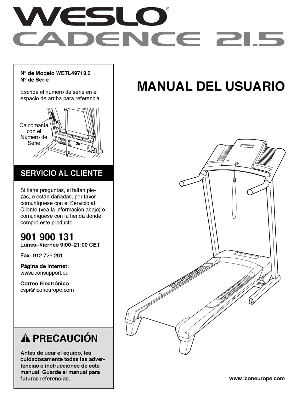 Weslo treadmill cadence discount 21.5