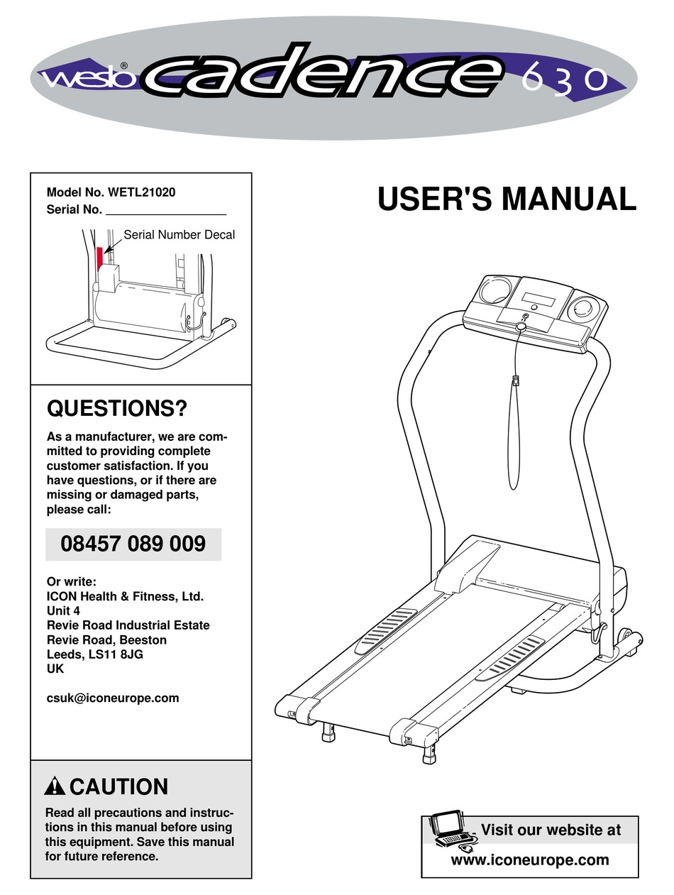 WESLO CADENCE 630 USER MANUAL Pdf Download ManualsLib