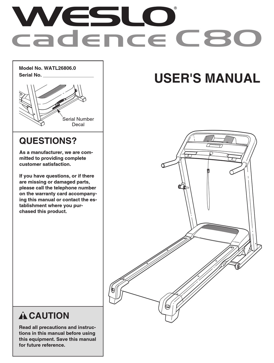 Weslo cadence 80 discount treadmill