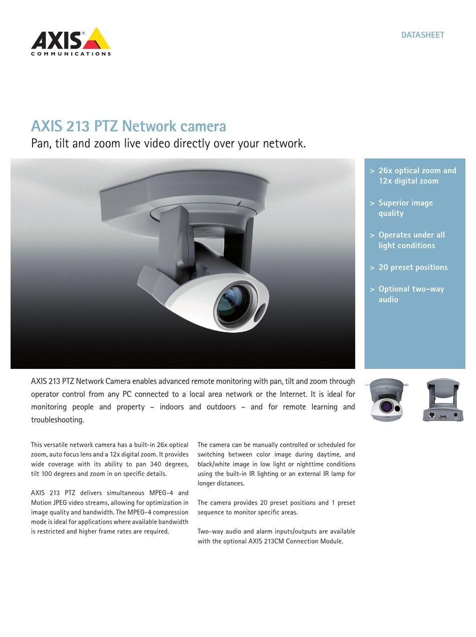 Axis 213 ptz network 2024 camera