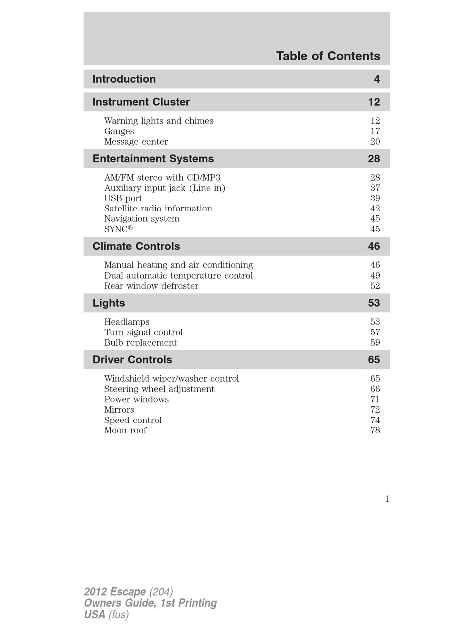 FORD ESCAPE OWNER'S MANUAL Pdf Download | ManualsLib