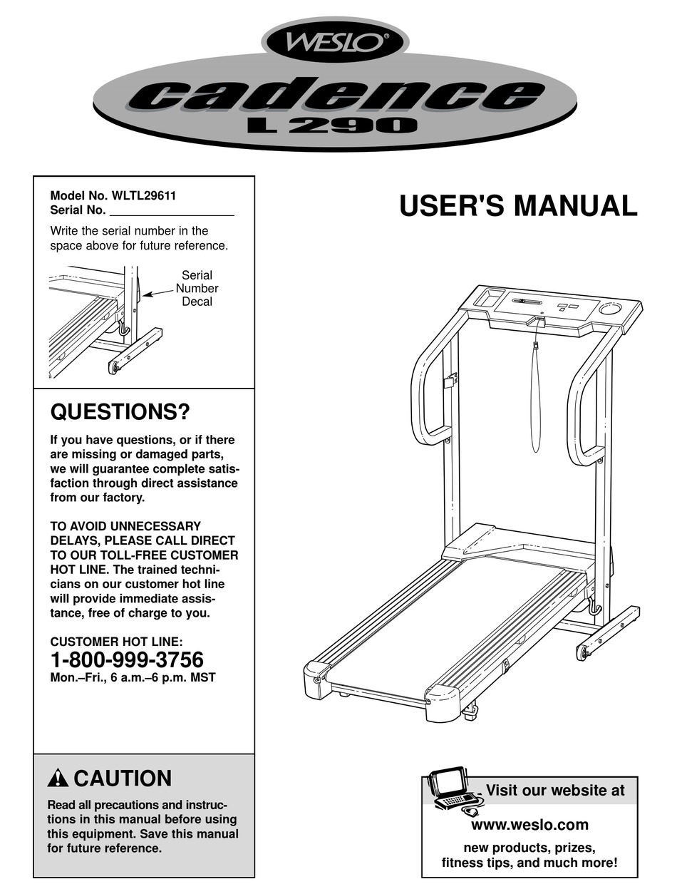 Weslo Cadence G 5.9 Treadmill Owners Manual – Your Guide to a Healthier You