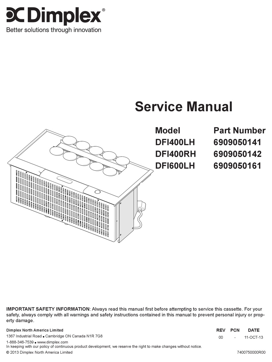 Dimplex Dfi400lh Service Manual Pdf Download Manualslib