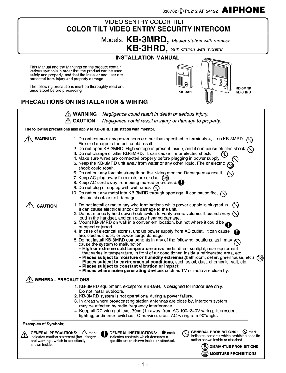 AIPHONE KB3MRD INSTALLATION MANUAL Pdf Download ManualsLib