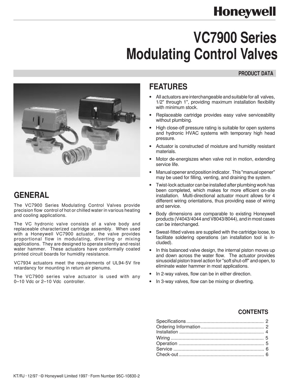 HONEYWELL VC7900 SERIES PRODUCT DATA Pdf Download ManualsLib
