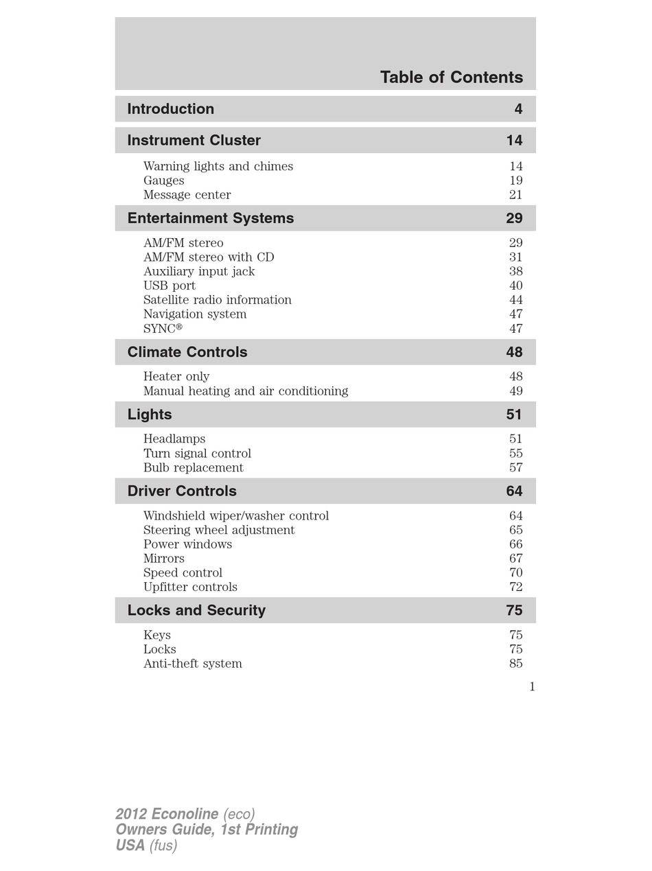 Ford Econoline E 250 Owner S Manual Pdf Download Manualslib