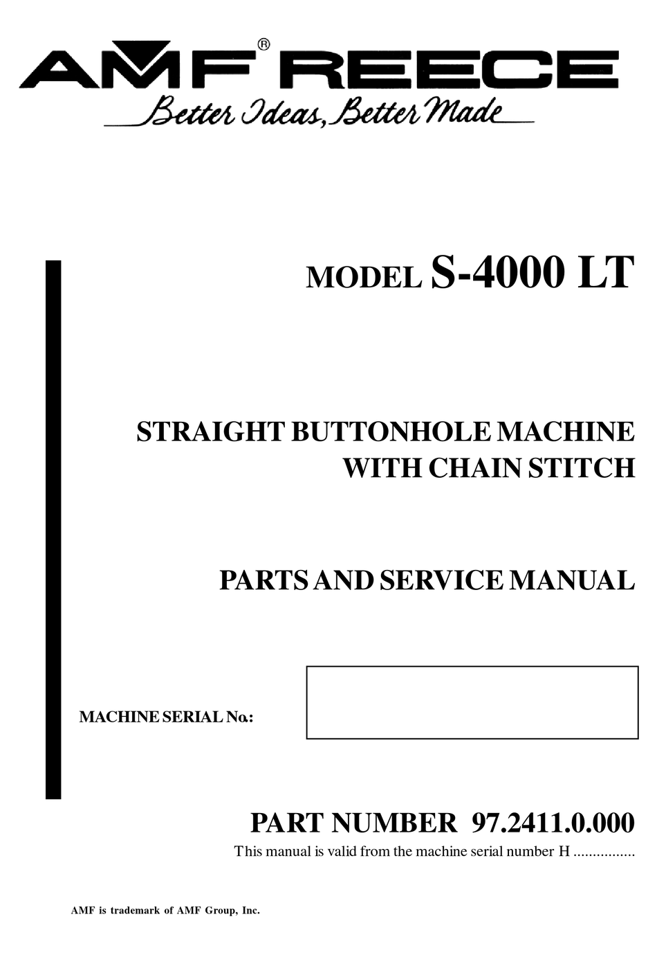 AMF MODEL S-4000 LT PARTS AND SERVICE MANUAL Pdf Download | ManualsLib