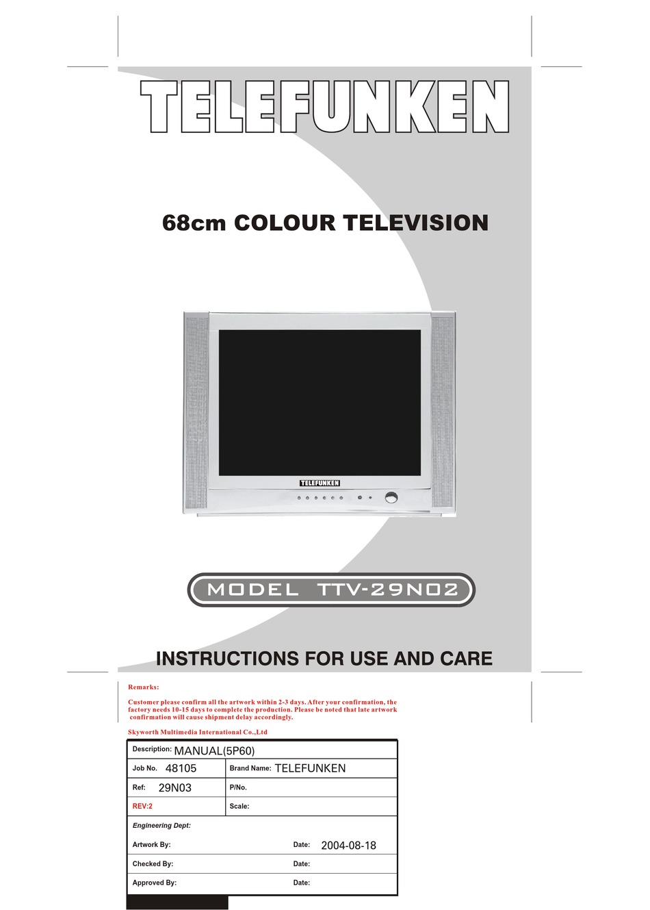 telefunken tv manual