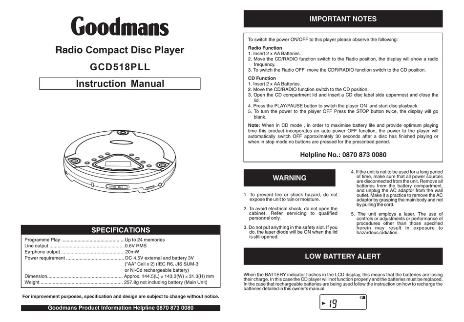 GOODMANS GCD518PLL INSTRUCTION MANUAL Pdf Download ManualsLib