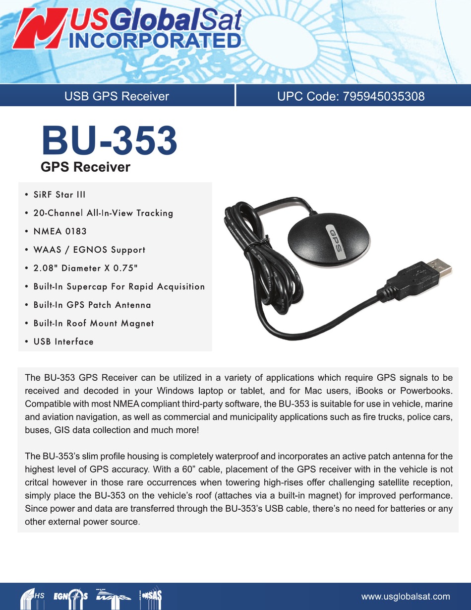 bu 353 usb gps receiver