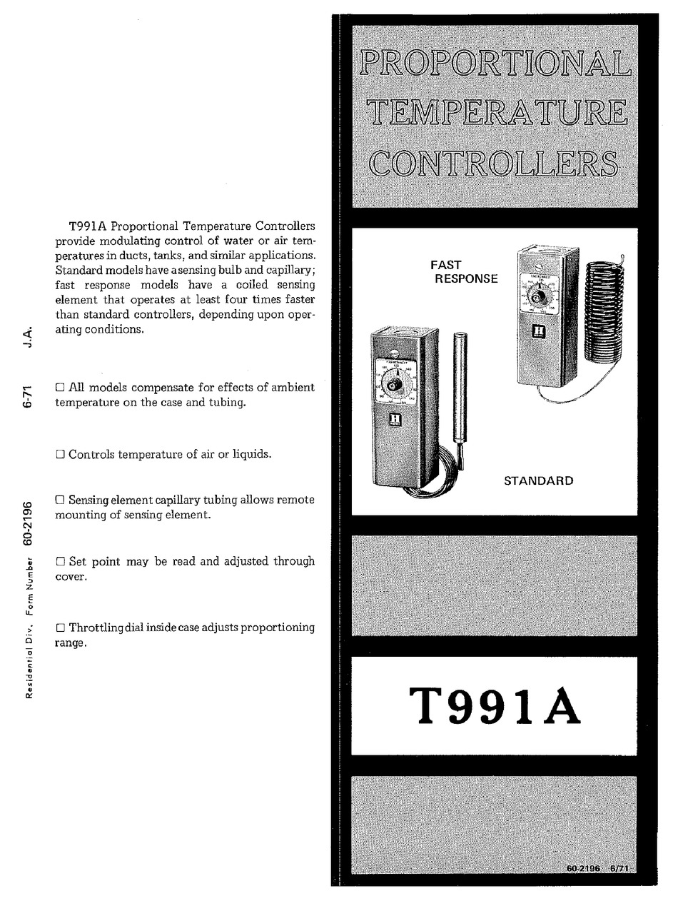 T991A 1210 HONEYWELL TEMPERATURE CONTROLL