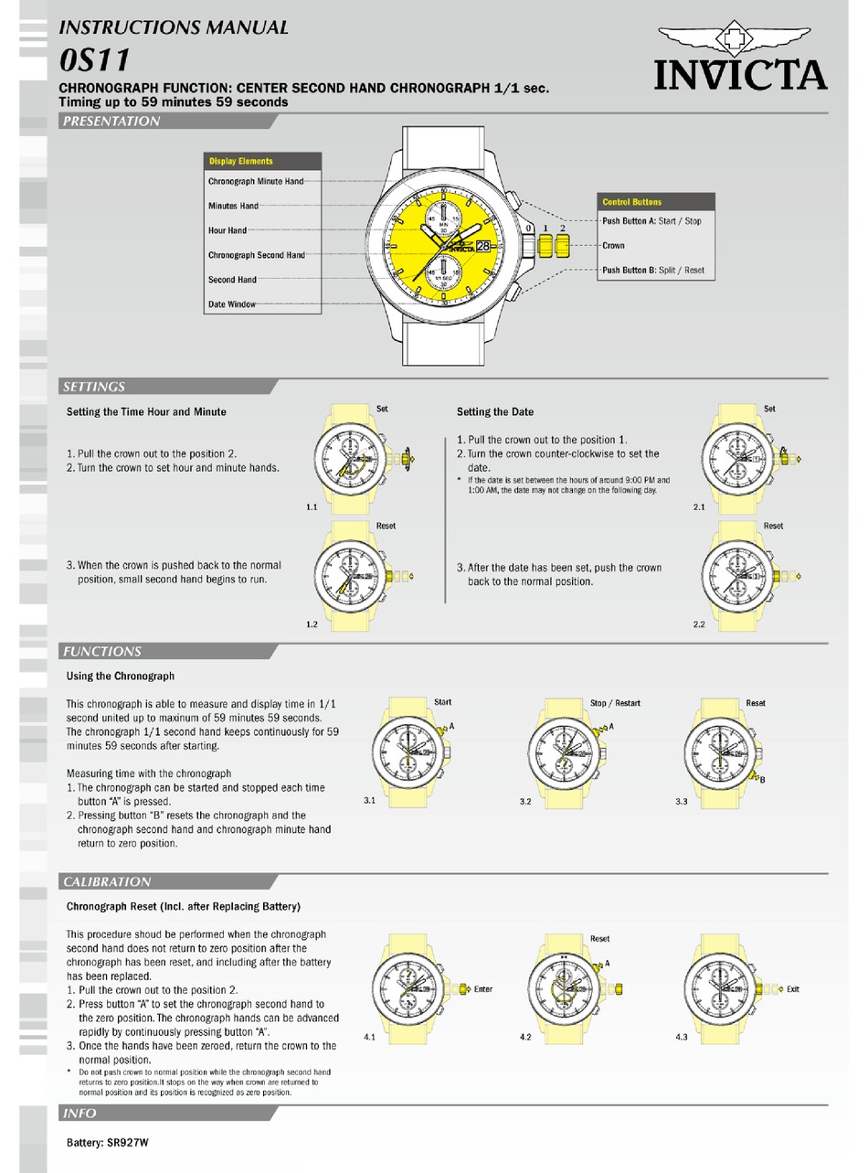 INVICTA OS11 INSTRUCTION MANUAL Pdf Download | ManualsLib