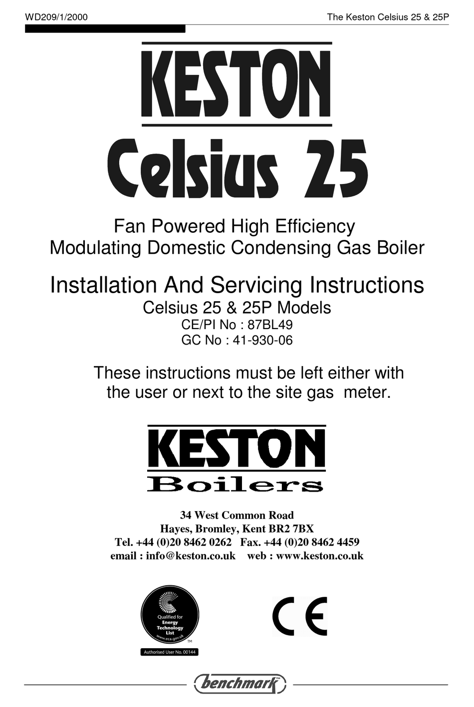 Keston celsius C25 chaudière chaleur exchager isolation kit C08200720