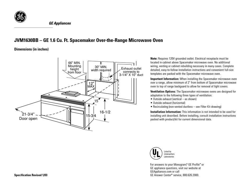 Ge jvm1630 deals