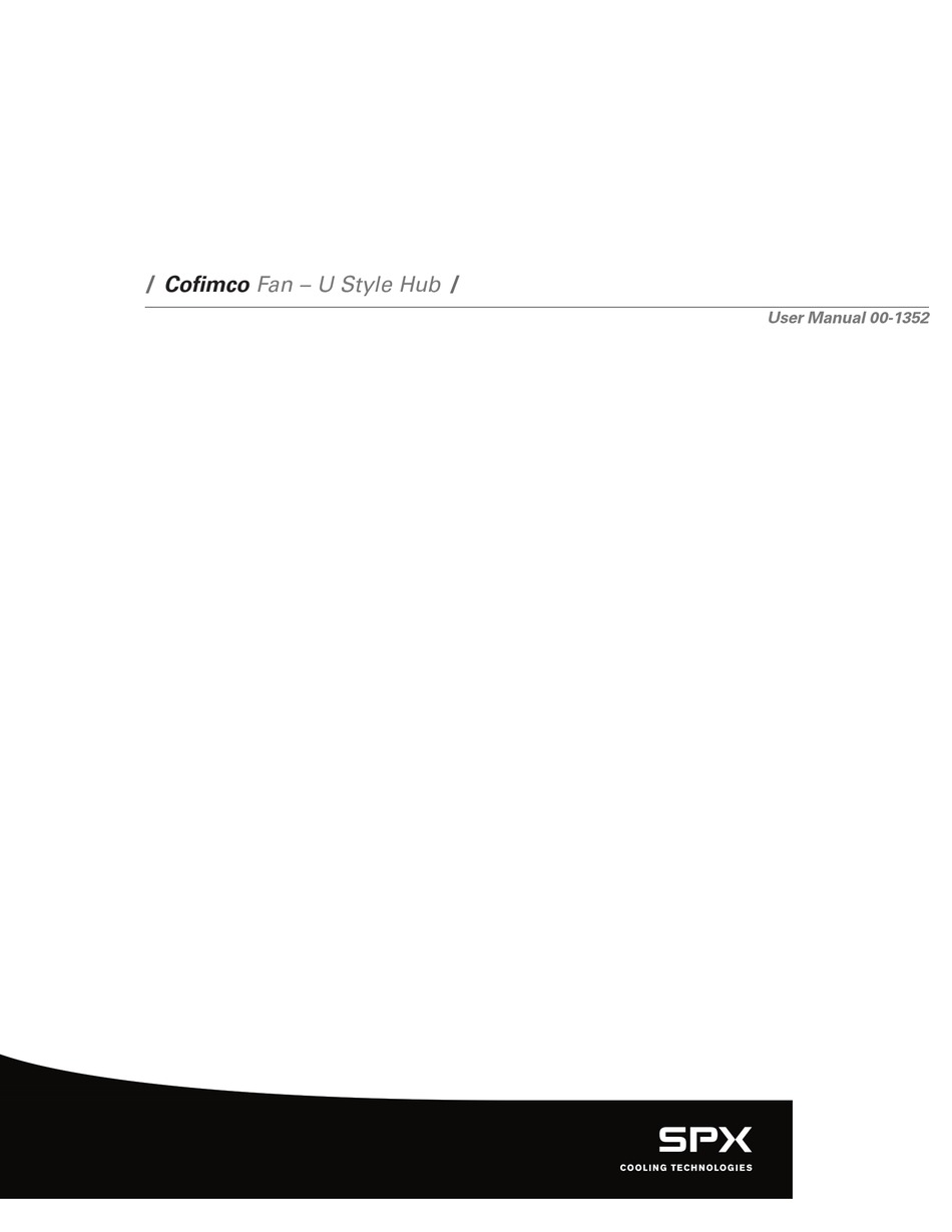 SPX COFIMCO U STYLE HUB USER MANUAL Pdf Download ManualsLib