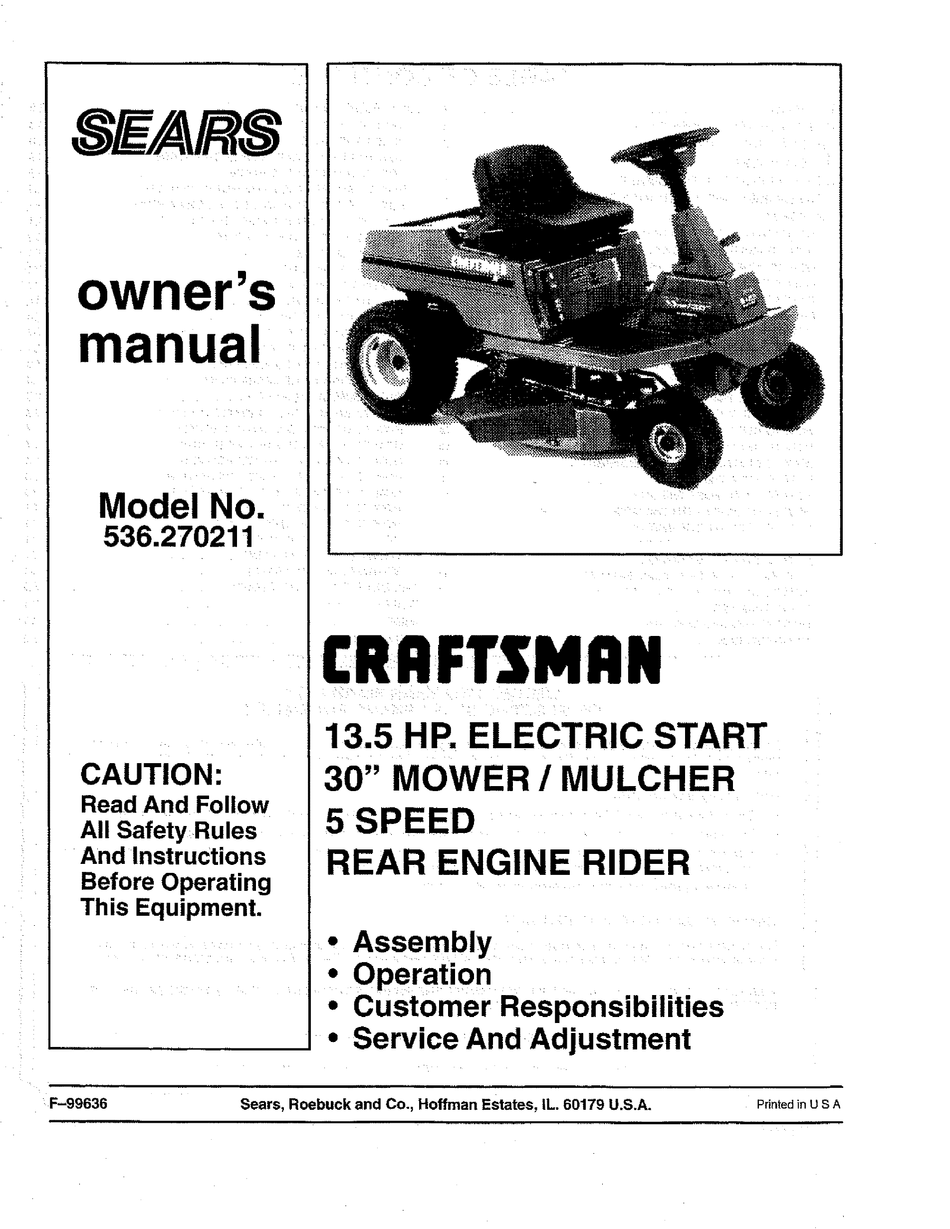 Craftsman rear store engine mower