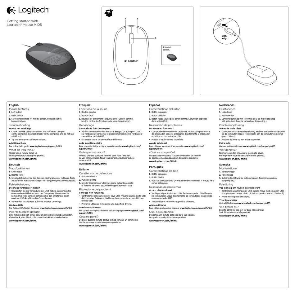 LOGITECH M105 GETTING STARTED MANUAL Pdf Download ManualsLib