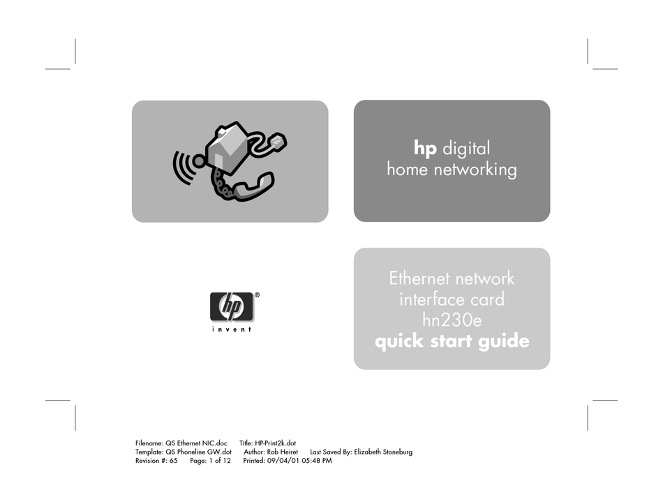 HP NETWORK INTERFACE CARD HN230E QUICK START MANUAL Pdf