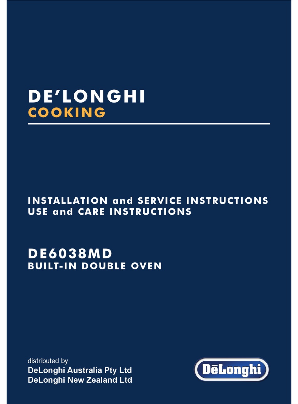 DELONGHI DE6038MD USE AND CARE INSTRUCTIONS MANUAL Pdf Download