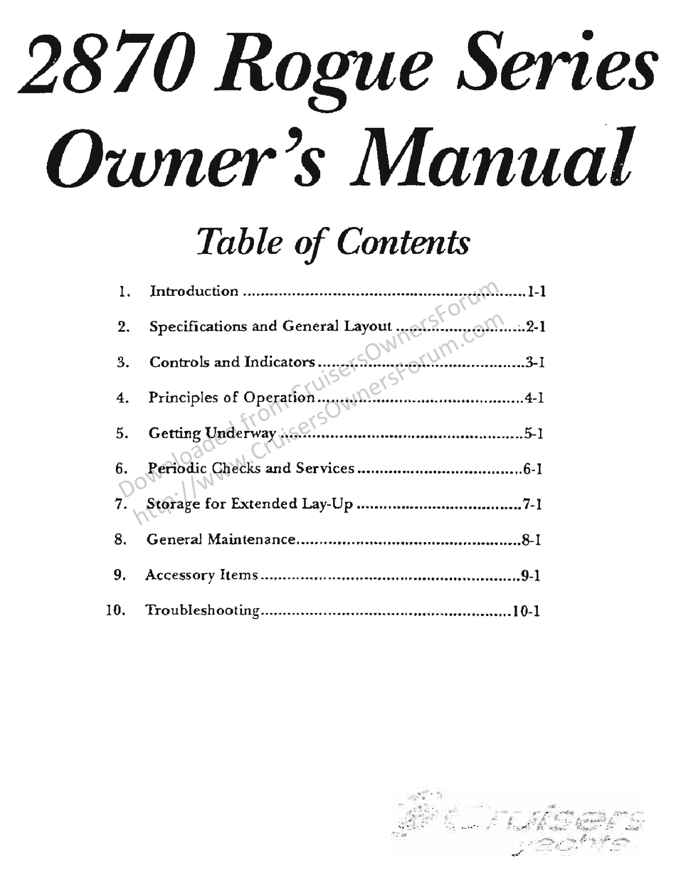 CRUISERS YACHTS 2870 ROGUE SERIES OWNER'S MANUAL Pdf Download ManualsLib