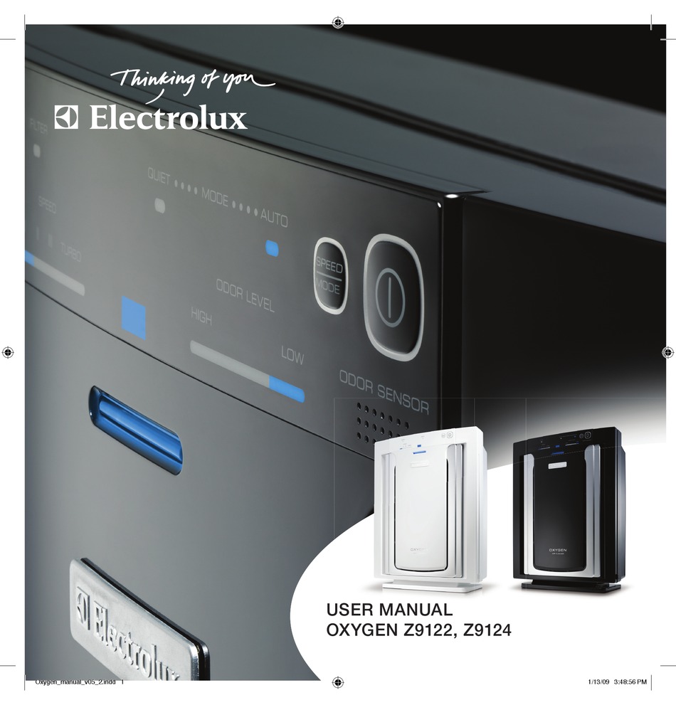 Electrolux oxygen air cleaner manual Clearance