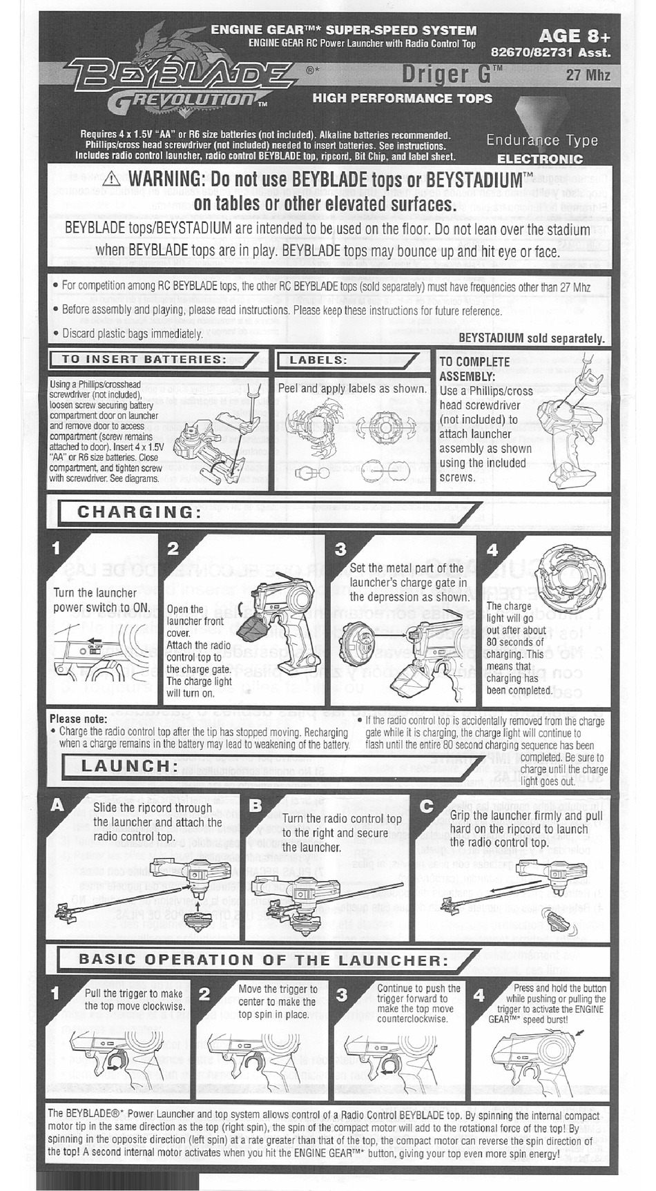 Beyblade Driger G Instructions Pdf Download Manualslib